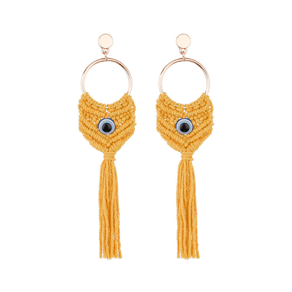 Wholesale Ethnic Tassels Bohemian Style Large Circle Handmade Earrings